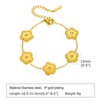 Cubic Zirconia Floral Bracelet for Women18k Gold Plated Link Statement Jewelry