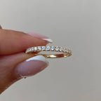 925 Sterling Silver Rings Half Eternity Moissanite Wedding Band for Women 1.3mm 1.6mm 1.8mm 2.0mm Stacking Matching Bridal Ring