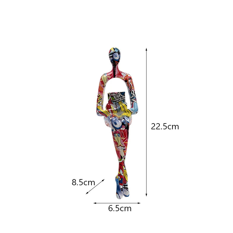 Abstract Thinker Figurine Set of 3 Colourful Modern Resin Sculpture Bookshelf Decor