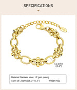 Statement Stainless Steel Chain Bracelet for Women, Vintage 18k Gold Plated Elegant Jewerlry