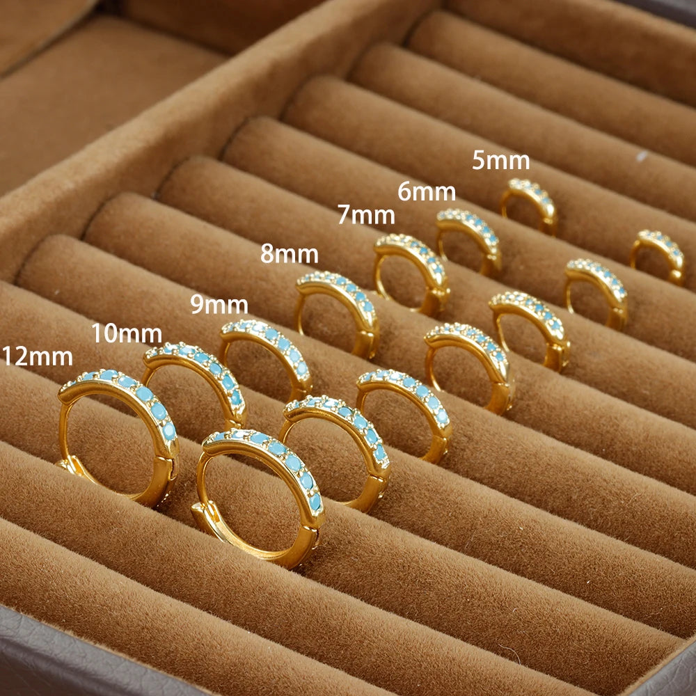 1Pair Stainless Steel Minimal Hoop Earrings Crystal Zirconia Trend