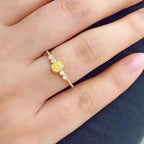 925 Sterling Silver Geometric Yellow Cubic Zirconia Ring Gorgeous Wedding Anniversary Accessory
