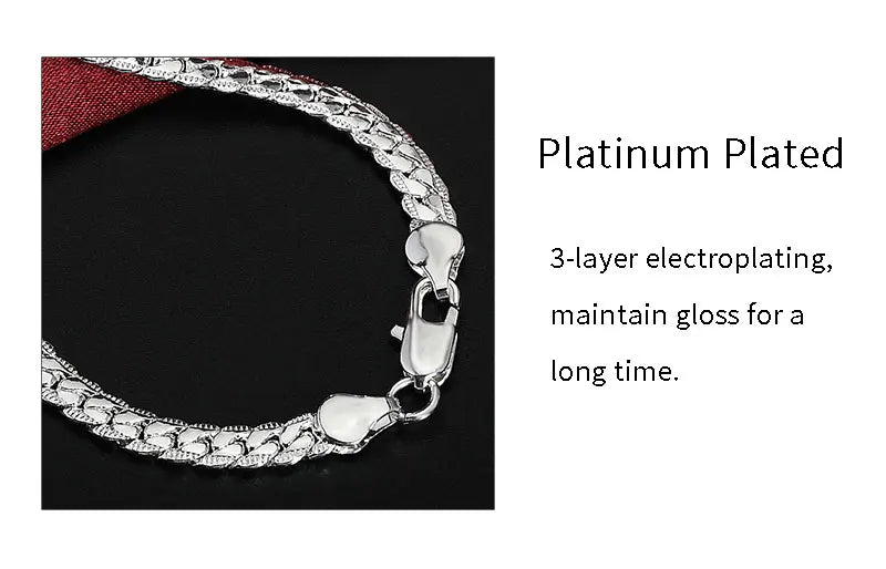 6mm Full Sideways Chain 8/18/20/24 Inch 925 Sterling Silver Men Women Jewelry