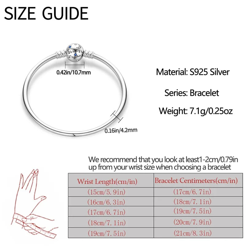 925 Sterling Silver Forever Love Peach Heart Bracelets Star Moon Airplane Earth Bracelets For Women Fit DIY Charms Party Jewelry