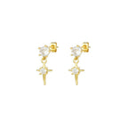 New Stainless Steel Zircon Star Cross Hoop Earring Gold y2k Crown