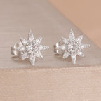 2PCS Fashion Geometry Zirconia Twinkle Star Stud Earrings Shinny