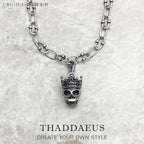 Skull King Charm Necklace 925 Sterling Silver Rock Jewellery Men Women Gift