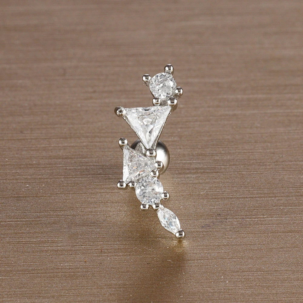 1PC 6 Styles Stainless Steel Mini Zircon Cartilage Piercing Stud