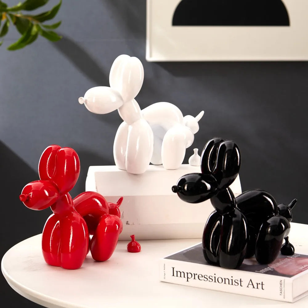 Funny Balloon Pooping Dog Sculptures Resin Pop Art Statue Bathroom Decoration Object
