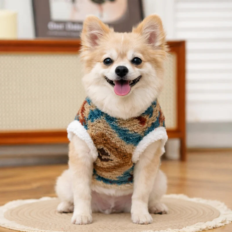 Warm Thickened Fur Dog Coat , Extra Fluffy Warm Puppy Vest for all breeds Dogs, Cute Plush Cat Jacket outfits