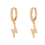 New Stainless Steel Cubic Zirconia Chain Hoop Earring Star Moon