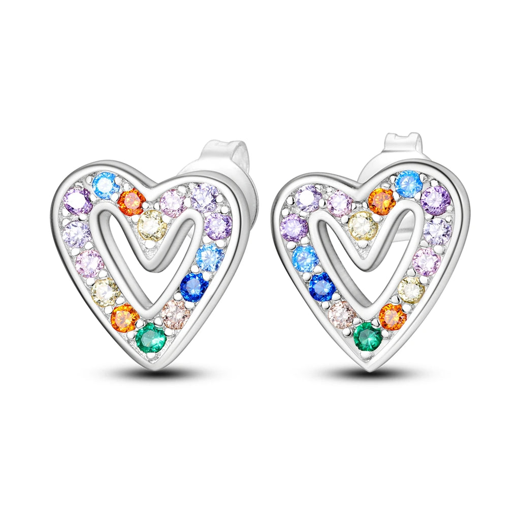 925 Sterling Silver Star Moon Heart Shape Versatile Hoop Earrings Fine Gift