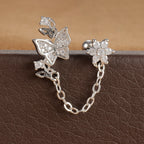 New Double Ear Studs Tassel Chain Hanging Earrings Flower Butterfly
