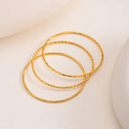Women Bangle Bracelet Stainless Steel, 18k Gold Plated 2mm Stackable Glossy Thin Jewelry