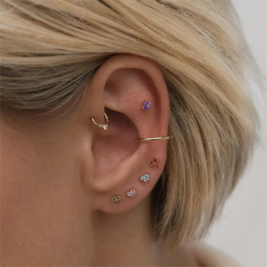 1PC Stainless Steel Birthstone Mini Stud Earrings 12 Constellation