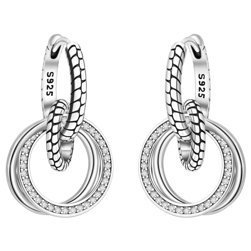 925 Sterling Silver Classic Multi Ring Drop Earrings Elegant Birthday Jewellery