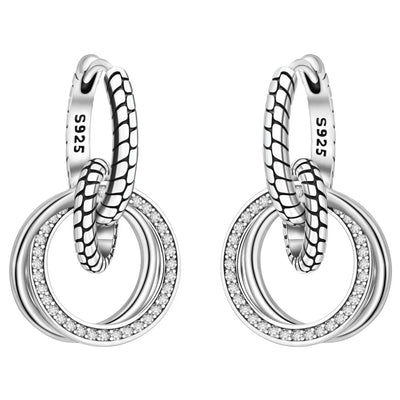 925 Sterling Silver Classic Multi Ring Drop Earrings Elegant Birthday Jewellery