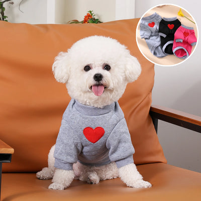 Winter Warm Small Dog Clothes Hoodie Cute Love Medium Cat Sweater for Taddy Yorkshire Thickened Cute Puppy Clothes Accessories