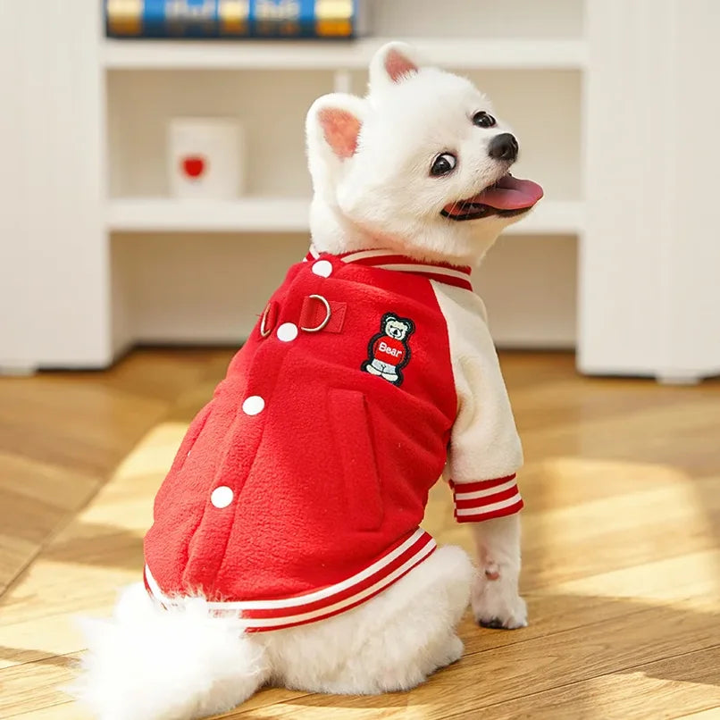Winter Coats for Dogs Fleece Bear Dog Baseball Jacket Puppy Costume Cat Clothing Chihuahua Bichon Dachshund Items Dog Clothes