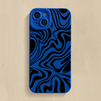 Black Wave Pattern Print Case for iPhone 16 15 14 13 12 Pro Max