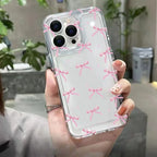 Korean Pink Bow Clear Case for Redmi Note 13 12 11 10 Pro Plus 12C 13C 14C