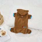 Winter Fleece Dog Jumpsuit Hoodie Warm Puppy Coat with D-Ring Outfit
