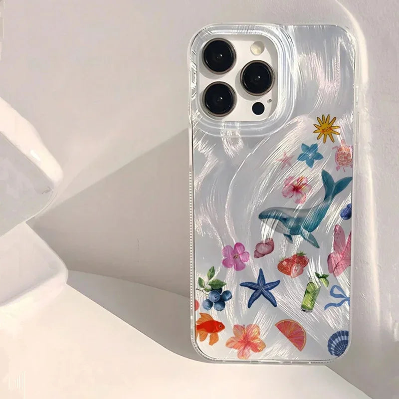 Shell Pattern Laser Case for Samsung A55 A54 A35 A16 S25 S24 S23 Ultra S22