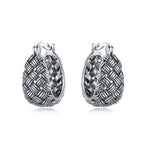 925 Sterling Silver Curled Grass Pattern Flower Hoop Earrings Women's Jewellery