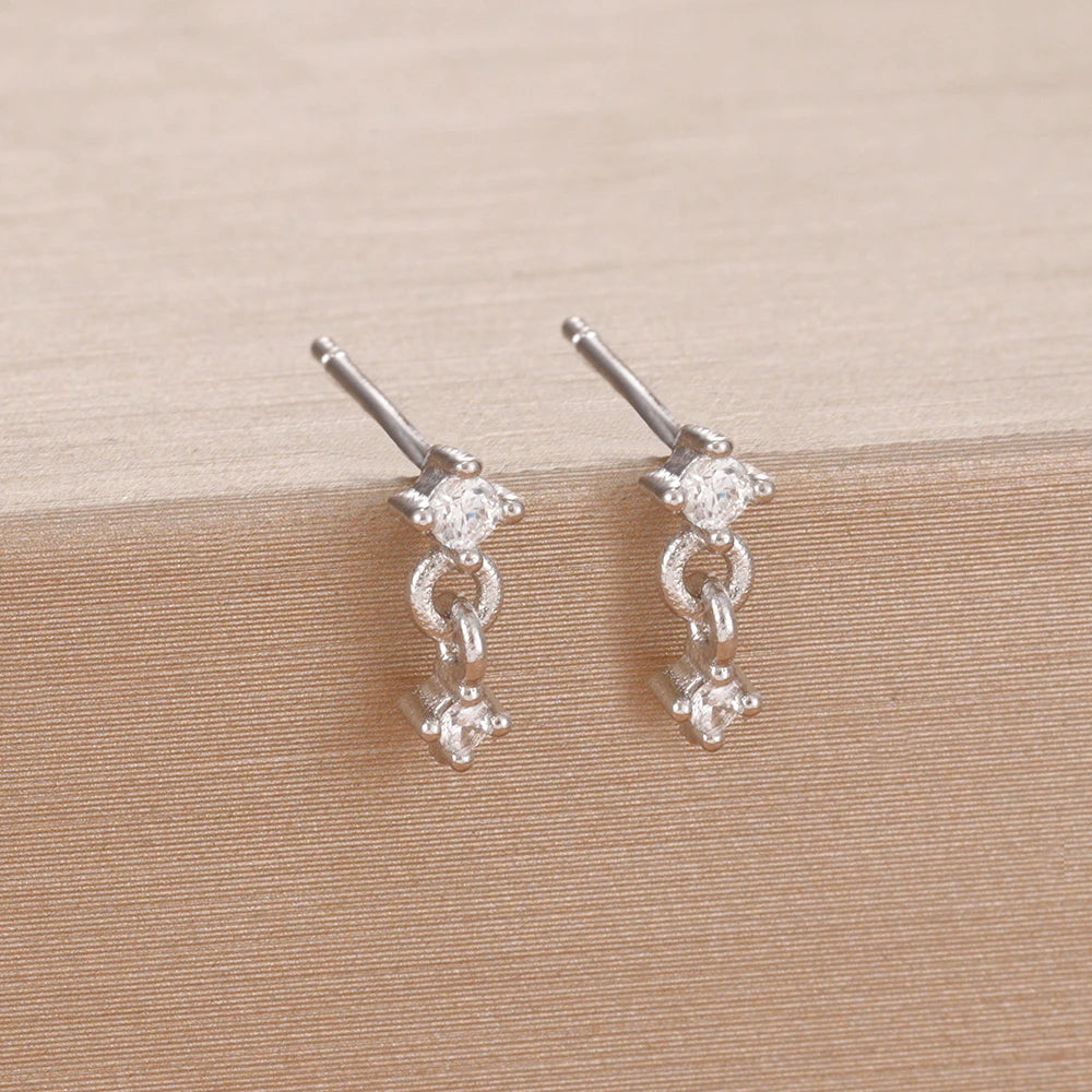 1PC Mini Zircon Stainless Steel Minimal Earrings Little Ear Studs