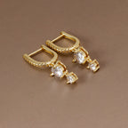 New Design Stainless Steel Zirconia Hoop Earrings Gold Colour Pendant