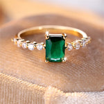 Delicate Small Rectangle Wedding Bands Silver Color Antique Silver Color Green Zircon Stone Engagement Thin Rings For Women Gift