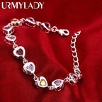 Elegant Crystal Charm Bracelet 925 Sterling Silver Cute Trendy Women Gift