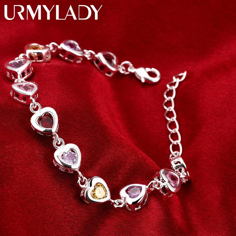Elegant Crystal Charm Bracelet 925 Sterling Silver Cute Trendy Women Gift