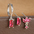3PCS Vintage Stainless Steel Huggie Ear Piercing Sets Square Hoop