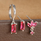 3PCS Vintage Stainless Steel Huggie Ear Piercing Sets Square Hoop
