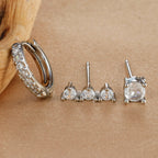 3PCS Stainless Steel Gold Colour Huggie Minimal Hoop Earrings Set