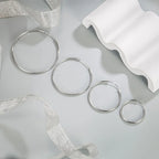 Genuine 925 Sterling Silver Round Hoop Earrings Women New Fashion Jewellery