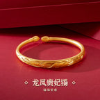 Solid18k Gold Bangles for Women Pulseras Mujer Elegant Never Fade Gold Ladies Bracelets Fashion Bracelet Luxe Fine Jewelry Gift