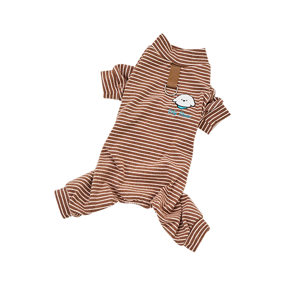 Polar Fleece Striped Bodysuit 4-Legged Winter Pajamas Small Medium Dogs