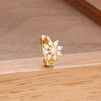 1 Piece Stainless Steel Zircon Minimal Hoop Earring 14K Gold Plated