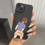 INS Cute Cartoon Couple Case for iPhone 16 15 14 13 12 Pro Max SE