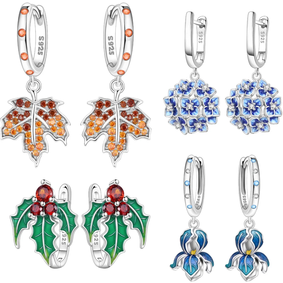 925 Sterling Silver Maple Leaf Drop Earrings Trendy Anniversary Jewellery