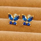 Stainless Steel Zircon Butterfly Minimal Hoop Earrings Gold Huggie