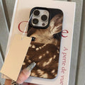 Cute Sika Deer Lychee Case for iPhone 17 16 15 14 13 12 Pro Max