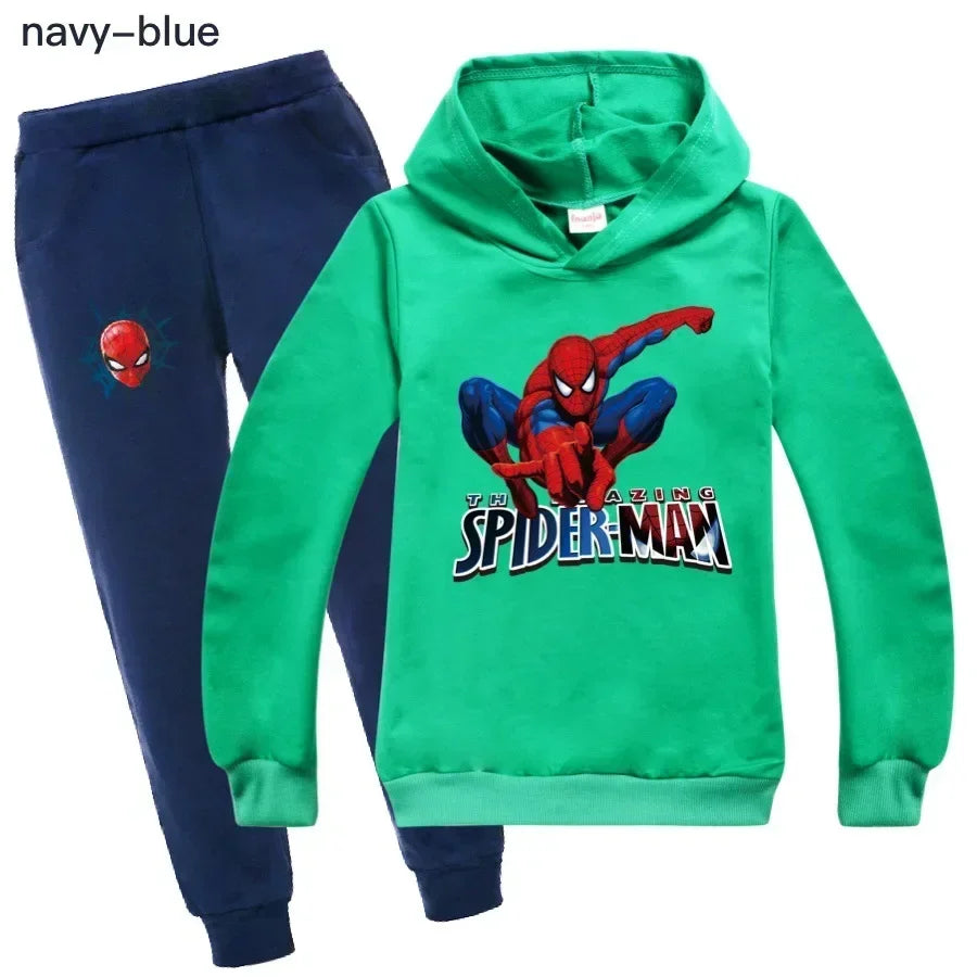Kids Spiderman Print Hoodie & Pants Suit Boys Girls Casual Clothing Set