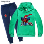 Kids Spiderman Print Hoodie & Pants Suit Boys Girls Casual Clothing Set