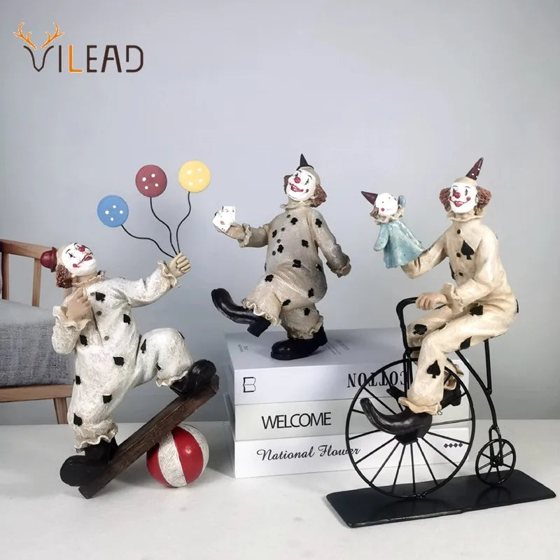 Circus Clown Statue Joker Figurine Buffoon Doll Collection Living Room Design Decor
