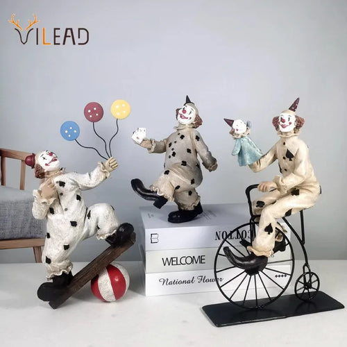 Circus Clown Statue Joker Figurine Buffoon Doll Collection Living Room Design Decor