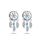 925 Sterling Silver Dreamcatcher Feather Ear Studs Hoop Earrings Jewellery Gift