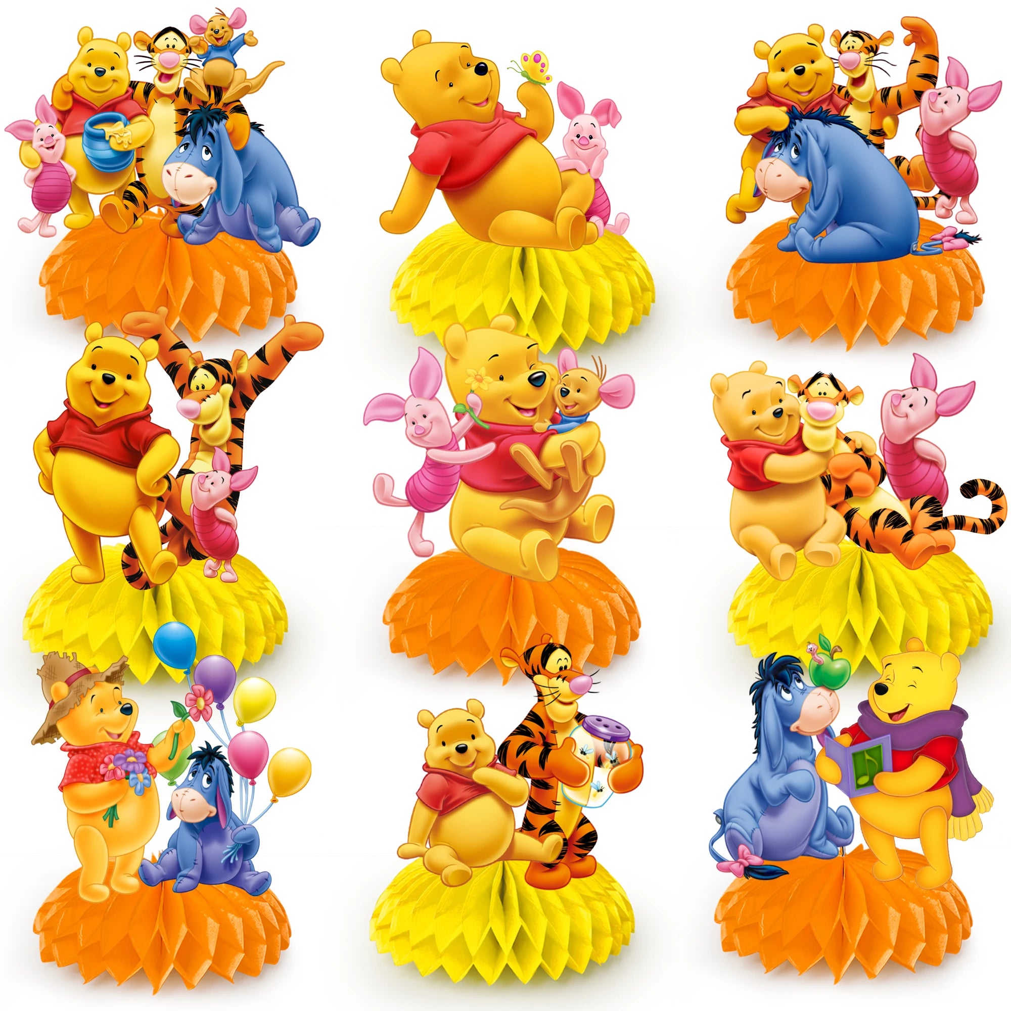 9pc Winnie the Pooh Honeycomb Centerpieces Birthday Table Decor - Ship from UK